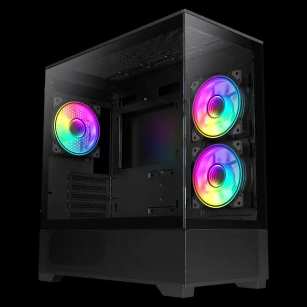 GameMax Vista Mini 3 Mid Tower Gaming Case - Black