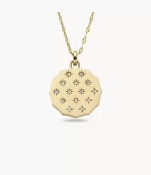 Fossil Women Sadie Scalloped Edge Gold-Tone Stainless Steel Pendant Necklace