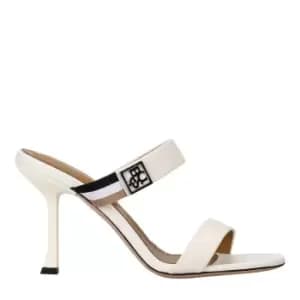 BOSS Leather Heeled Mules - White