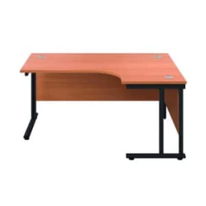 Jemini Radial Right Hand Double Upright Cantilever Desk 1600x1200x730mm Beech/Black KF820437