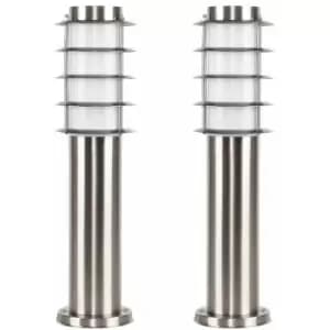 Minisun - 2 x Outdoor Stainless Steel Bollard Lantern Light Post 450mm - Stainless Steel - No Bulbs