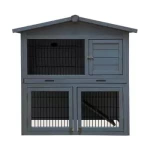 Charles Bentley Grey Two Storey Pet Hutch With Play Area