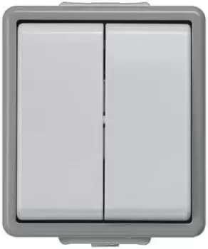 Siemens Grey 10 A Surface Mount Rocker Light Switch Dark Grey, 1 Way Clip In Gloss, 2 Gang VDE, 250 V 75mm Not Illuminated IP44
