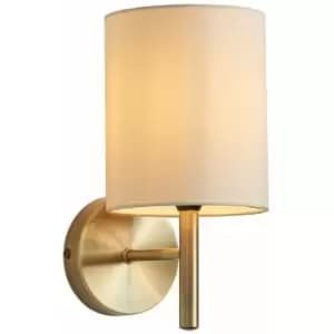 Dimmable LED Wall Light Antique Brass & Cream Shade Modern Lounge Lamp Lighting