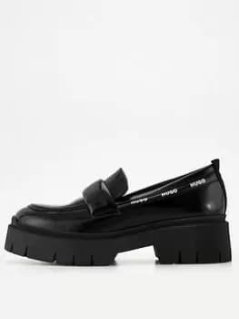 HUGO Kris Moccassin Leather Chunky Loafer - Black, Size 37, Women