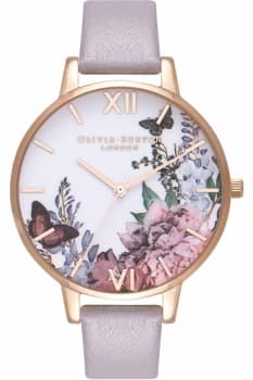 Ladies Olivia Burton Winter Garden Grey Lilac & Rose Gold Watch OB16WG34