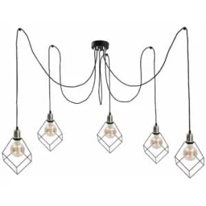 Keter Ruben Cluster Pendant Ceiling Light Gold, 5x E27