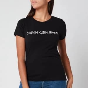 Calvin Klein Jeans Womens Institutional Logo Slim Fit T-Shirt - CK Black - M