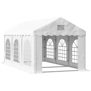 Outsunny 6 x 3m Gazebo Party Tent w/ 4 Removable Side Walls and Windows - White