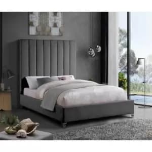 Alexo Bed King Plush Velvet Steel