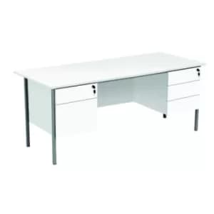 Serrion Rectangular Double Pedestal 4 Leg Desk 1800x750x730mm White KF800108