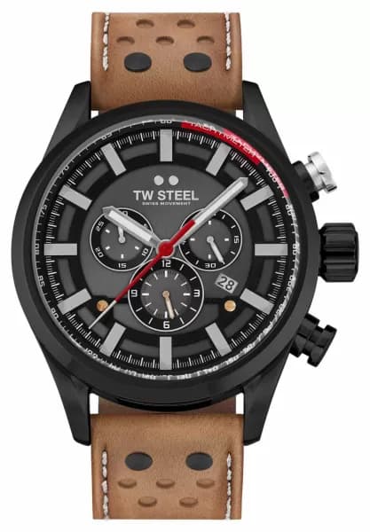 TW Steel SVS209 Volante Fast Lane Brown Leather Strap Watch