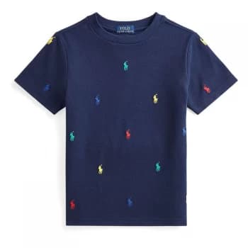 Polo Ralph Lauren AOP Logo T Shirt - Newport Navy