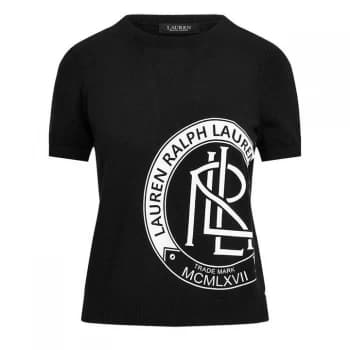 Lauren by Ralph Lauren Konsuelo Short Sleeve Knit Top - Polo Black Logo
