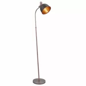 Nielsen Rosalia Industrial Floor Lamp In Matt Pewter And Copper Finish With Angled Head