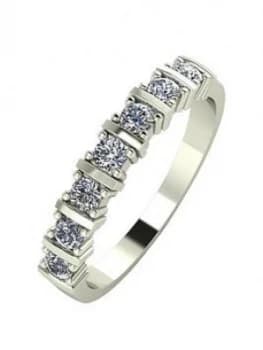 Moissanite 9ct Gold 1/2 Carat Eq Moissanite 7 Stone Eternity Ring, White Gold, Size H, Women