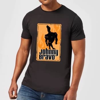 Johnny Bravo Fire Mens T-Shirt - Black - XS