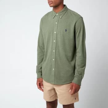 Polo Ralph Lauren Mens Featherweight Mesh Shirt - Moss Green Heather - M