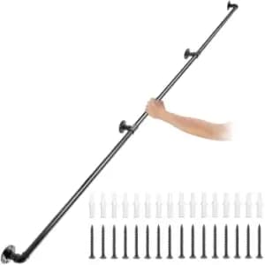 VEVOR Pipe Stair Handrail,Staircase Handrail, 440LBS Load Capacity Carbon Steel Pipe Handrail, Industrial Pipe Handrail with Wall Mount Support,