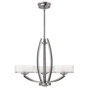 Multi Arm Chandelier 3 Light Brushed Nickel Finish, G9