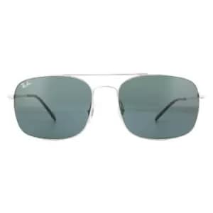 Rectangle Silver Blue Sunglasses