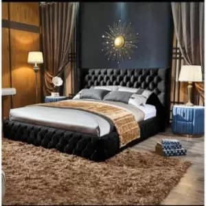 Royale Bed Double Plush Velvet Black