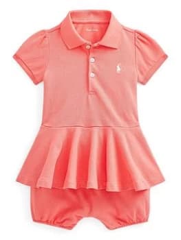 Ralph Lauren Baby Girls Polo Peplum Dress - Red, Size 12 Months