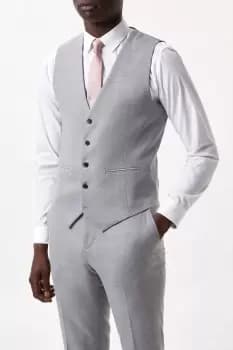 Mens Slim Fit Mid Grey Marl Waistcoat