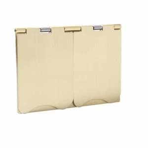 KnightsBridge 13A 2 Gang UK 3 Pin Unswitched Flat Plate Floor Socket - Brushed Brass