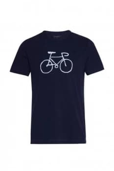 Mens French Connection Bike Embroidered T Shirt Marine