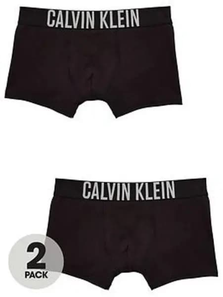 Calvin Klein Boys 2 Pack Trunks - Black, Size Age: 8-10 Years Black NML6U Unisex age: 8-10 YEARS