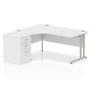 Dynamic Corner Left Hand Desk White MFC Cantilever Leg Grey Frame Impulse 1600/1630 x 800/600 x 730mm