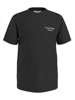 Calvin Klein Jeans Boys Stack Logo V-Neck T-Shirt - Black