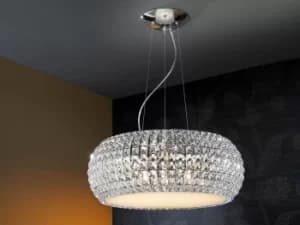 Diamond 9 Light Crystal Ceiling Pendant Chrome, G9