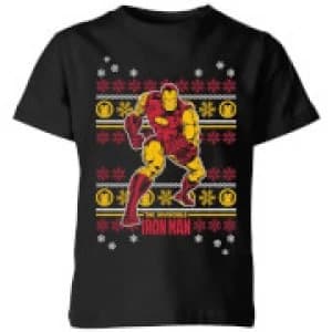 Marvel Iron Man Kids Christmas T-Shirt - Black - 11-12 Years