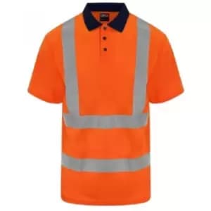 PRO RTX Mens High Visibility Polo Shirt (4XL) (Orange/Navy) - Orange/Navy