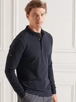 Superdry Studios L/s Pique Polo Shirt, Navy, Size L, Men