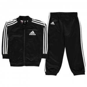 adidas 3 Stripe Poly Tracksuit Infant Boys - Black/White