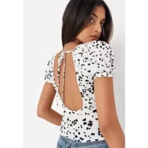 Missguided Open Back Ss Milkmaid Dalmation - Multi