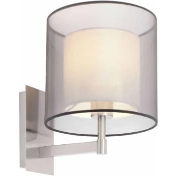 Faro Saba - 1 Light Indoor Wall Light White, Satin Nickel with Double Shade, E27
