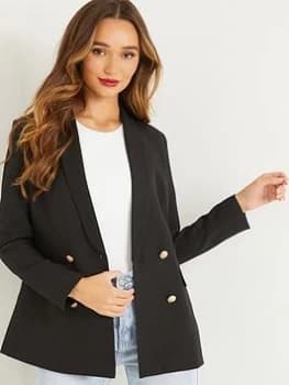 Quiz Black Gold Button Blazer Jacket - 6