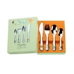 Arthur Price 'Jungle' 4 piece childrens gift boxed cutlery set stainless steel - Metallics