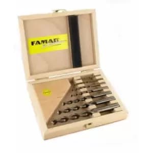 Famag - 10PCS HSS-Ground Brad Point Drill Bits Set in Wooden Case, 1594510
