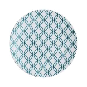 Porcelain Modern Deco Small Plate Blue Accent