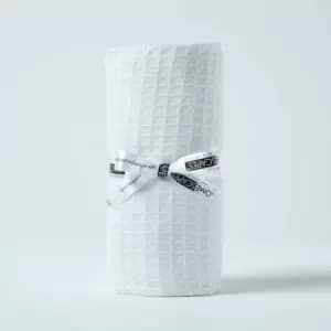 HOMESCAPES Organic Cotton Waffle Baby Blanket White, 125 x 150cm - White