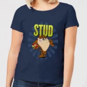 Looney Tunes Stud Taz Womens T-Shirt - Navy - L