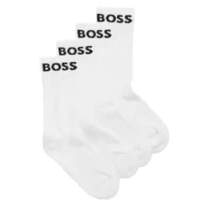 Hugo Boss Black 2p Rs Sport Cc Quarter Length Stretch Socks In White - Size 40-46