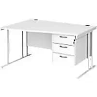 Dams International Wave Desk MC14WLP3WHWH 1,400 x 725 x 800 - 990 mm