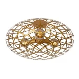 Wolfram Modern Flush Ceiling Light - Ø65cm - 3xE27 - Matt Gold, Brass