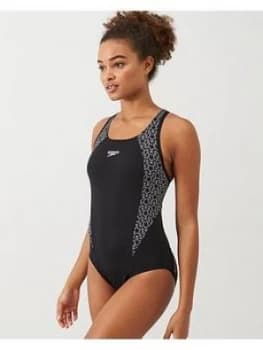 Speedo Boomstar Splice Flyback Swimsuit - Black